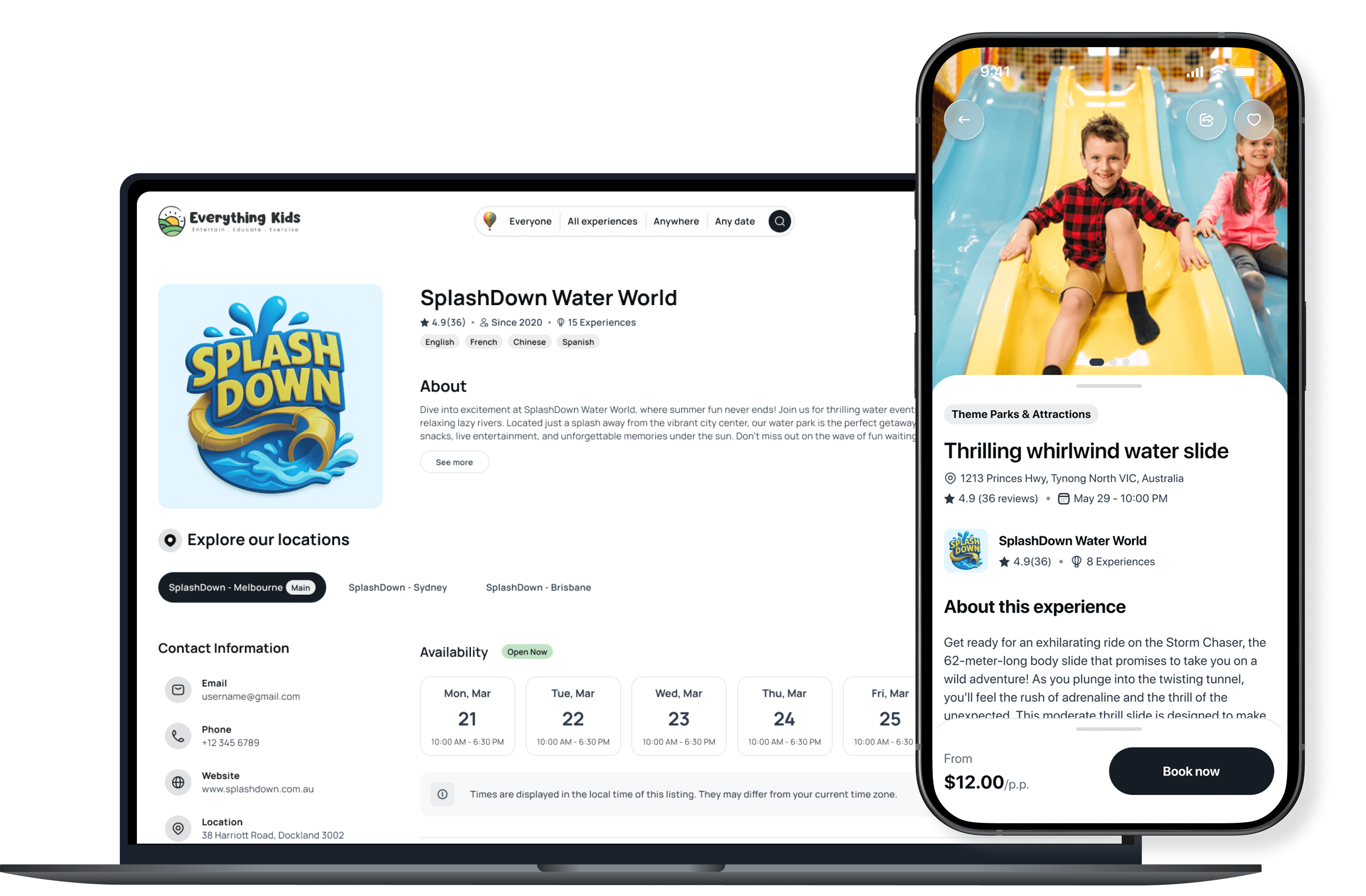 Everything Kids platform shown on laptop and phone